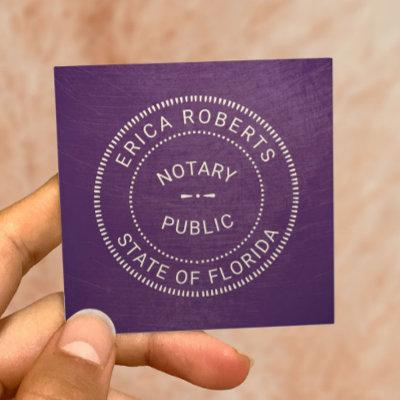 Notary Public Stamp Vintage Purple Square