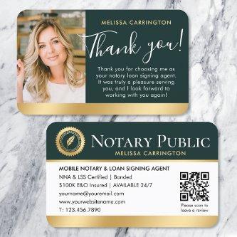 Notary Public Thank You Photo QR Code Green Gold