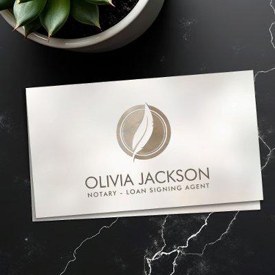 Notary quill pen and stamp cream pearl