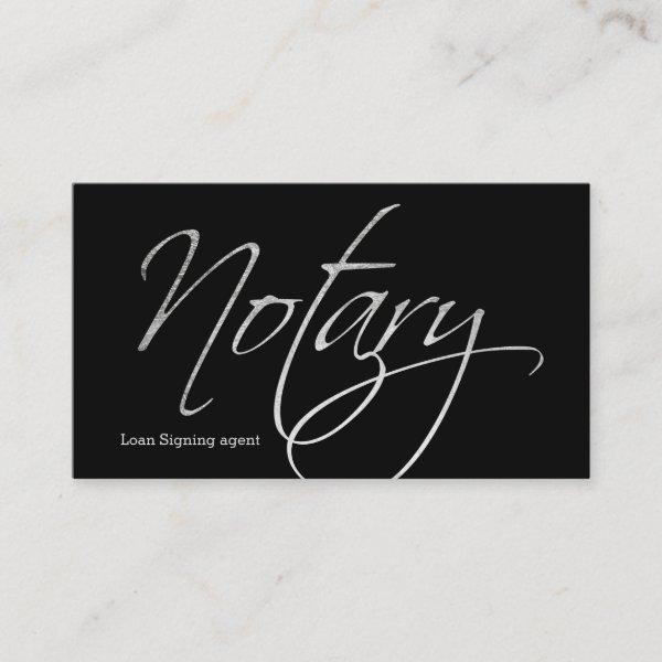 Notary script faux silver typography black