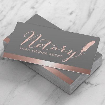 Notary Script Loan Signing Agent Rose Gold & Gray