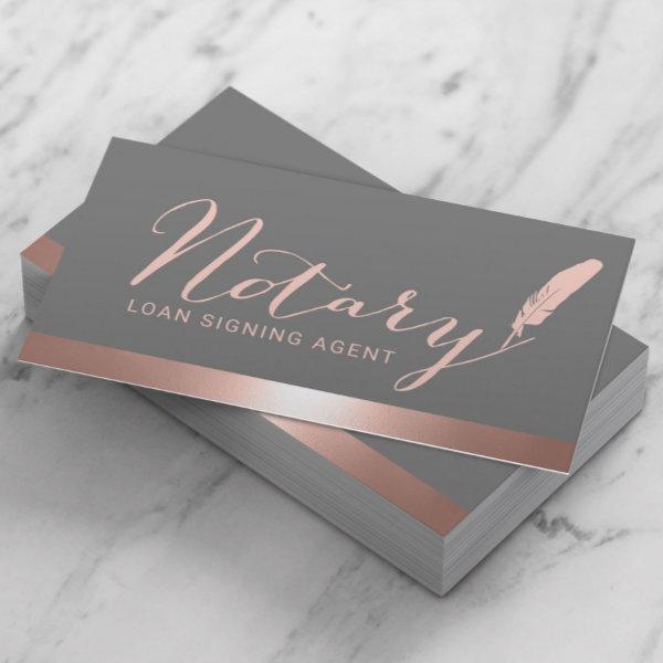 Notary Script Loan Signing Agent Rose Gold & Gray