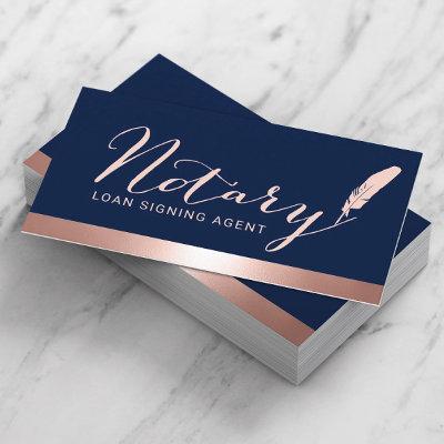 Notary Script Loan Signing Agent Rose Gold & Navy