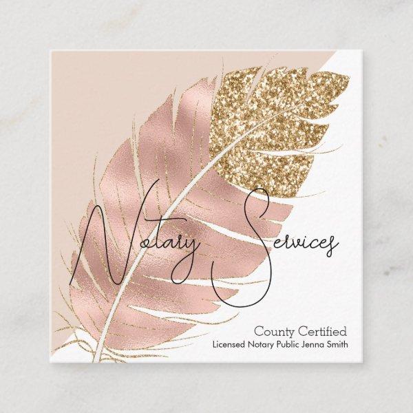 Notary Services Pink Gold Glitter Chic Square