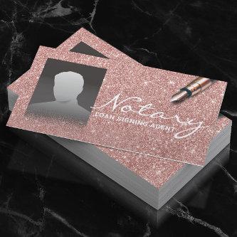 Notary Signing Agent Chic Rose Gold Glitter Photo