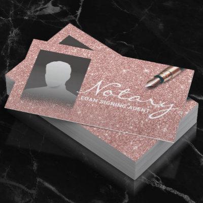 Notary Signing Agent Chic Rose Gold Glitter Photo