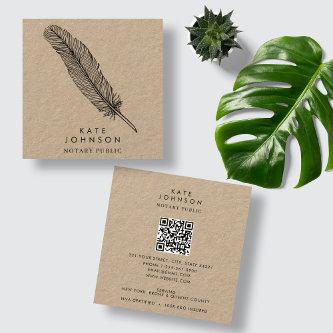 Notary Signing Agent Feather Quill Rustic Kraft Square