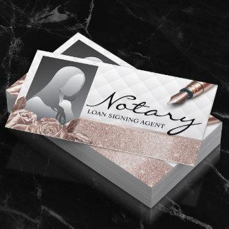 Notary Signing Agent Luxury Rose Gold Floral Photo
