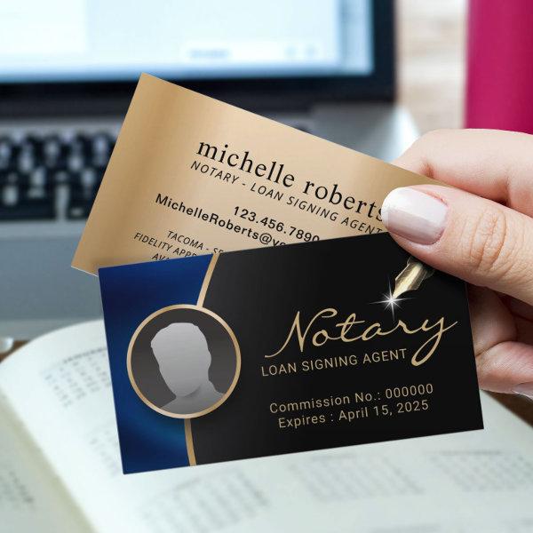 Notary Signing Agent Modern Black & Blue Photo