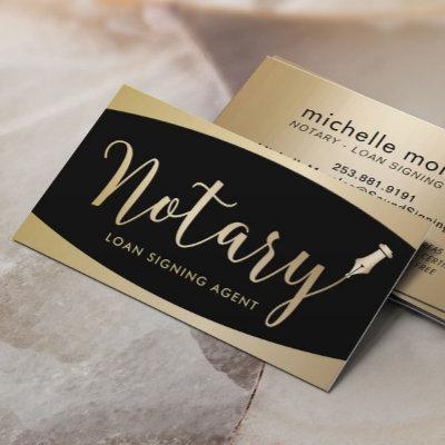 Notary Signing Agent Modern Black & Gold