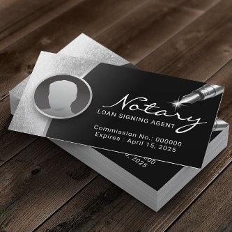 Notary Signing Agent Modern Black & Silver Photo