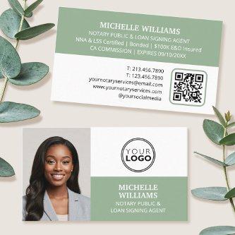 Notary Signing Agent Photo Logo QR Code Green