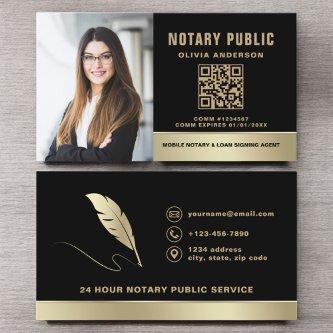 Notary Signing Agent QR Code Photo Black & Gold