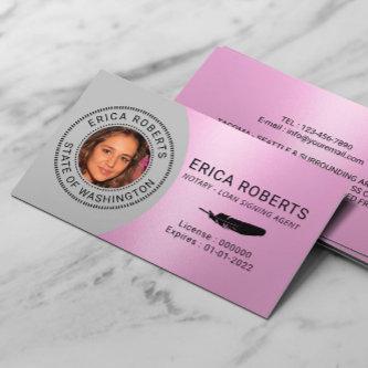 Notary Stamp Loan Signing Agent Pink Photo Busines