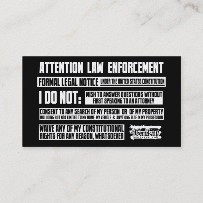 Notice To Law Enforcment Cards