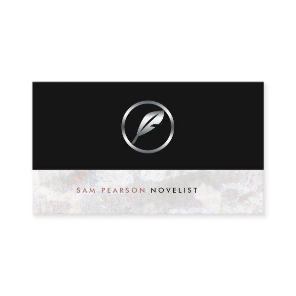 Novelist Bold Silver Quill Icon Elegant