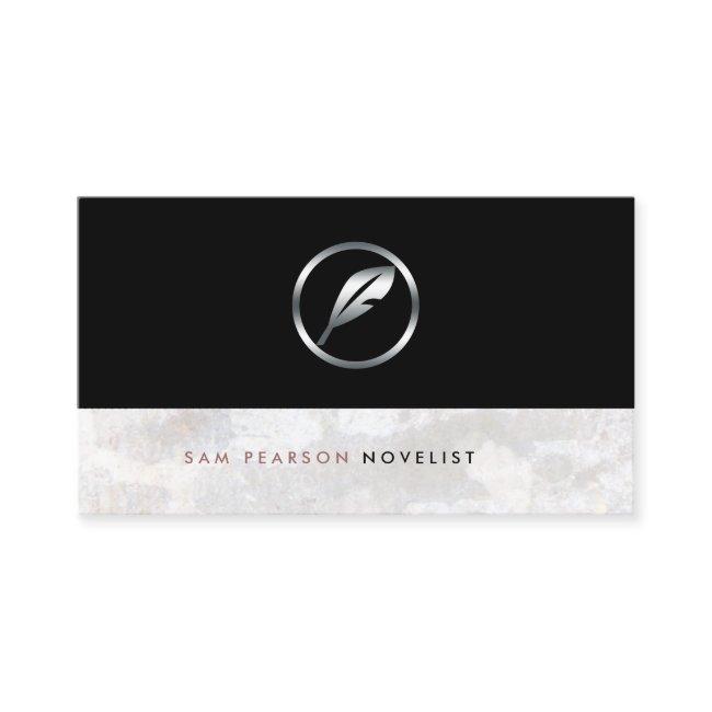 Novelist Bold Silver Quill Icon Elegant