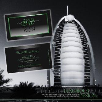 Novelty Black and White Ombre Green Frame Initials