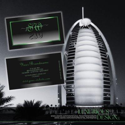 Novelty Black and White Ombre Green Frame Initials