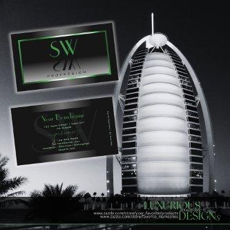 Novelty Black and White Ombre Green Frame Monogram