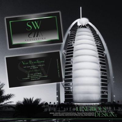 Novelty Black and White Ombre Green Frame Monogram