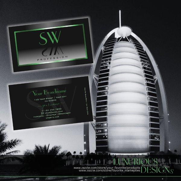 Novelty Black and White Ombre Green Frame Monogram