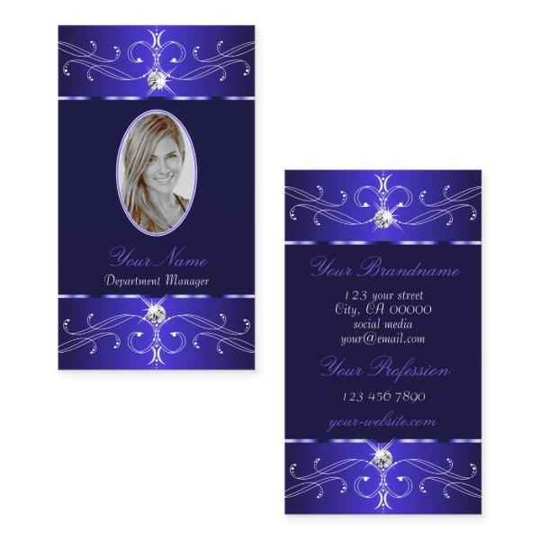 Novelty Royal Blue Ornate Ornaments Add Photo Chic