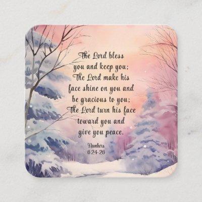 Numbers 6 Lord Bless You Bible Verse Winter Scene  Square