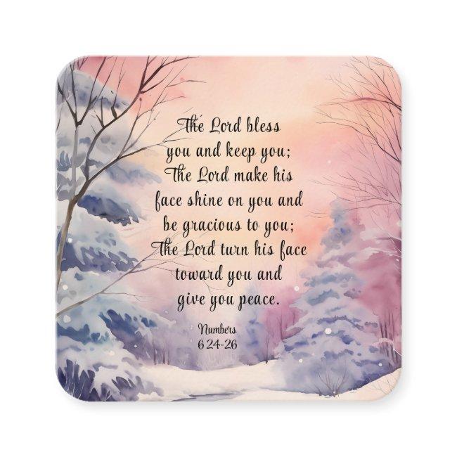 Numbers 6 Lord Bless You Bible Verse Winter Scene Square