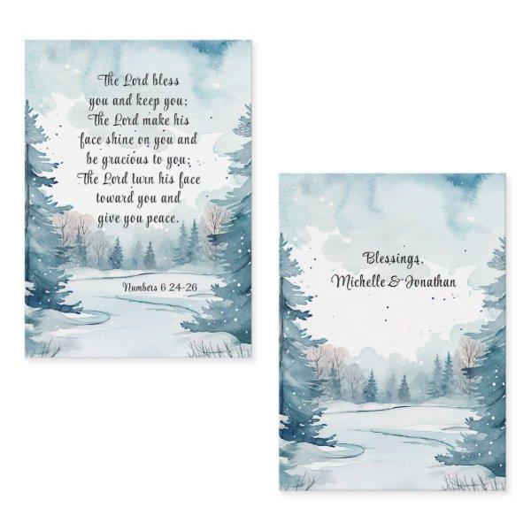 Numbers 6 Lord Bless You Bible Winter Busines Card
