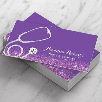 Nurse Caregiver Medical Purple Glitter