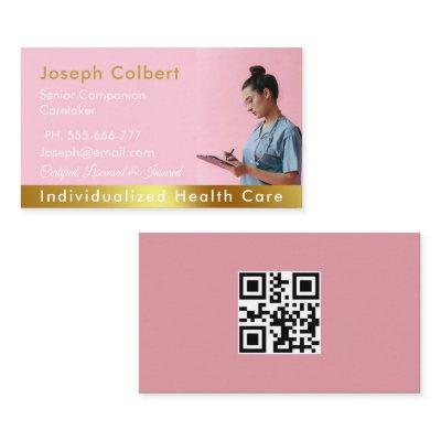 Nurse Caregiver Modern Rose Gold Medical QR Code