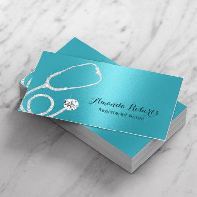 Nurse Caregiver Modern Turquoise Metallic Medical