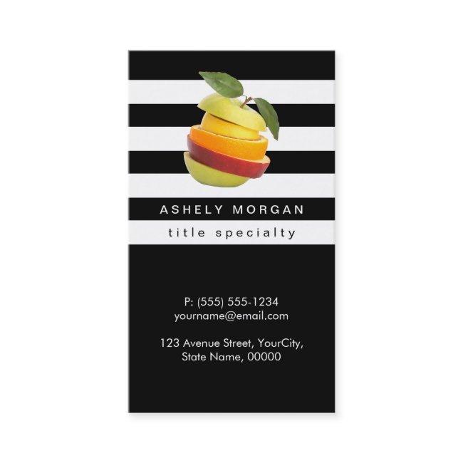 Nutritionist Fruits Logo - Black White Stripes