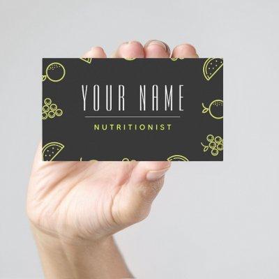 Nutritionist Neon Food Pattern Simple Minimal Grey