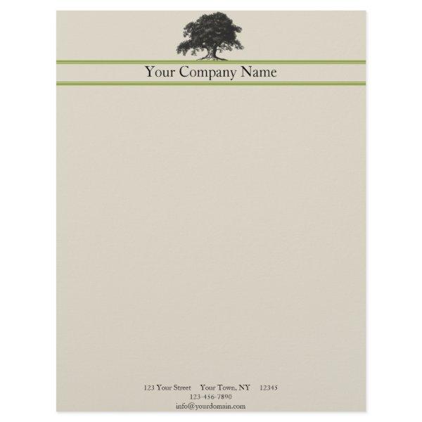 Oak Tree Plantation in Green Letterhead