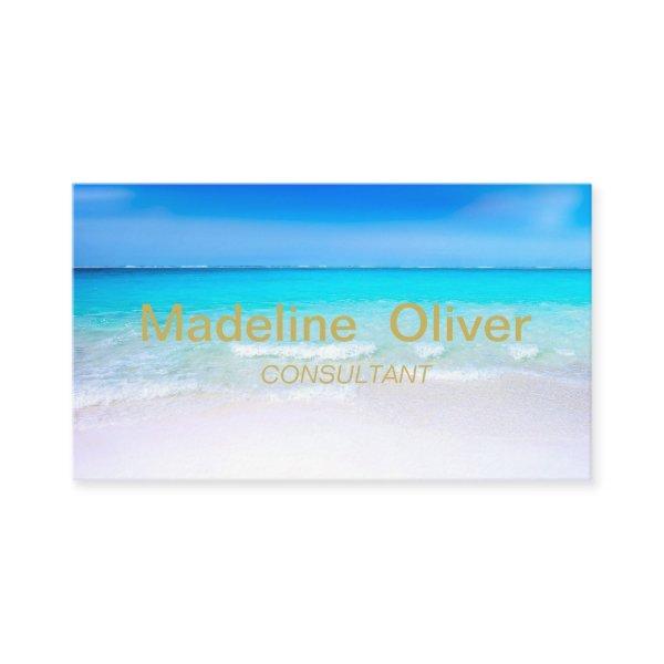 Ocean Beach Aqua Blue Sea Travel  Modern Gold