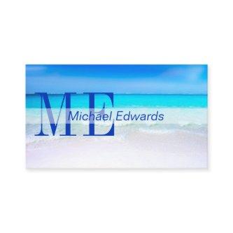 Ocean Beach Aqua Blue Sea Travel  Modern Monogram