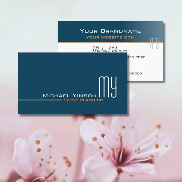 Ocean Blue and White with Monogram Professional
