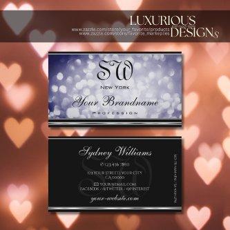 Ocean Blue Glitter Monogram Black Silver Border