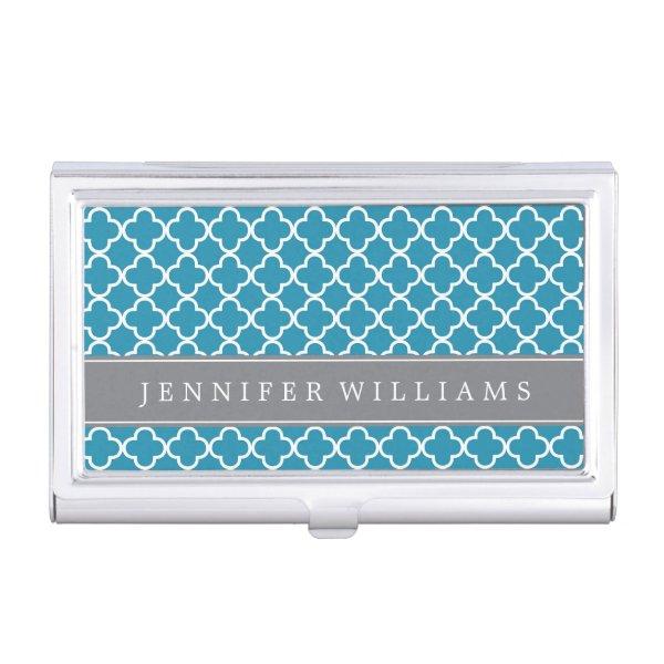 Ocean Blue Quatrefoil Pattern Personalized  Case