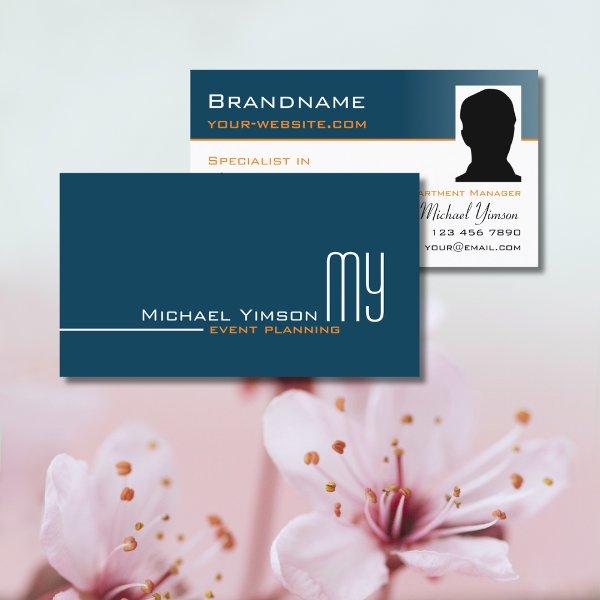 Ocean Blue White Simple with Monogram and Photo