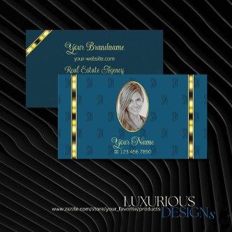 Ocean Blue with Photo Patterned Letters Gold Decor