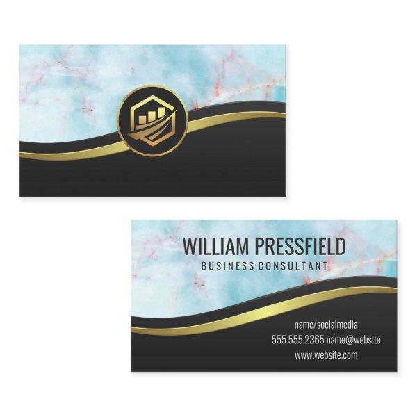 Ocean Granite | Black | Gold Financial Graph Icon