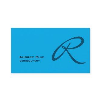 Ocean Sky Blue Modern Plain Monogram Professional