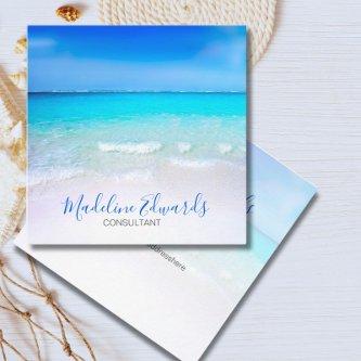 Ocean Wave Beach Blue Scene Modern Monogram Square Square