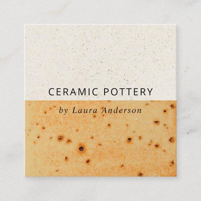 OCHRE RUST CERAMIC POTTERY GLAZED SPECKLED TEXTURE SQUARE