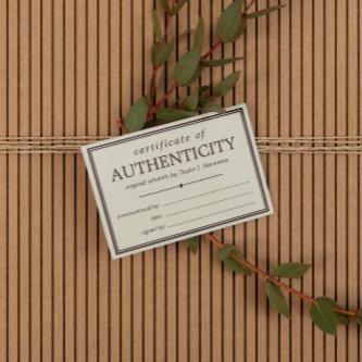 Off-White & Brown Certificate of Authenticity
