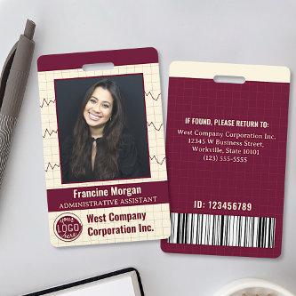 Office Employee Company Custom Photo Bar Code Logo Badge