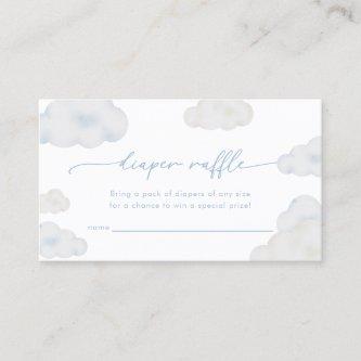 Oh Baby Blue Cloud Baby Shower Diaper Raffle Card